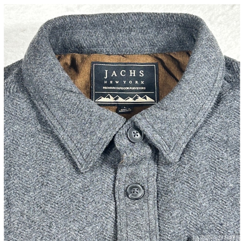 Jachs New York Mens Grey Herringbone Corduroy Lined Shirt Jacket Large